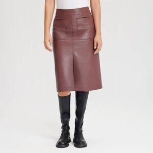 Universal Thread - Women's Faux Leather Midi A-Line Skirt - Universal Red